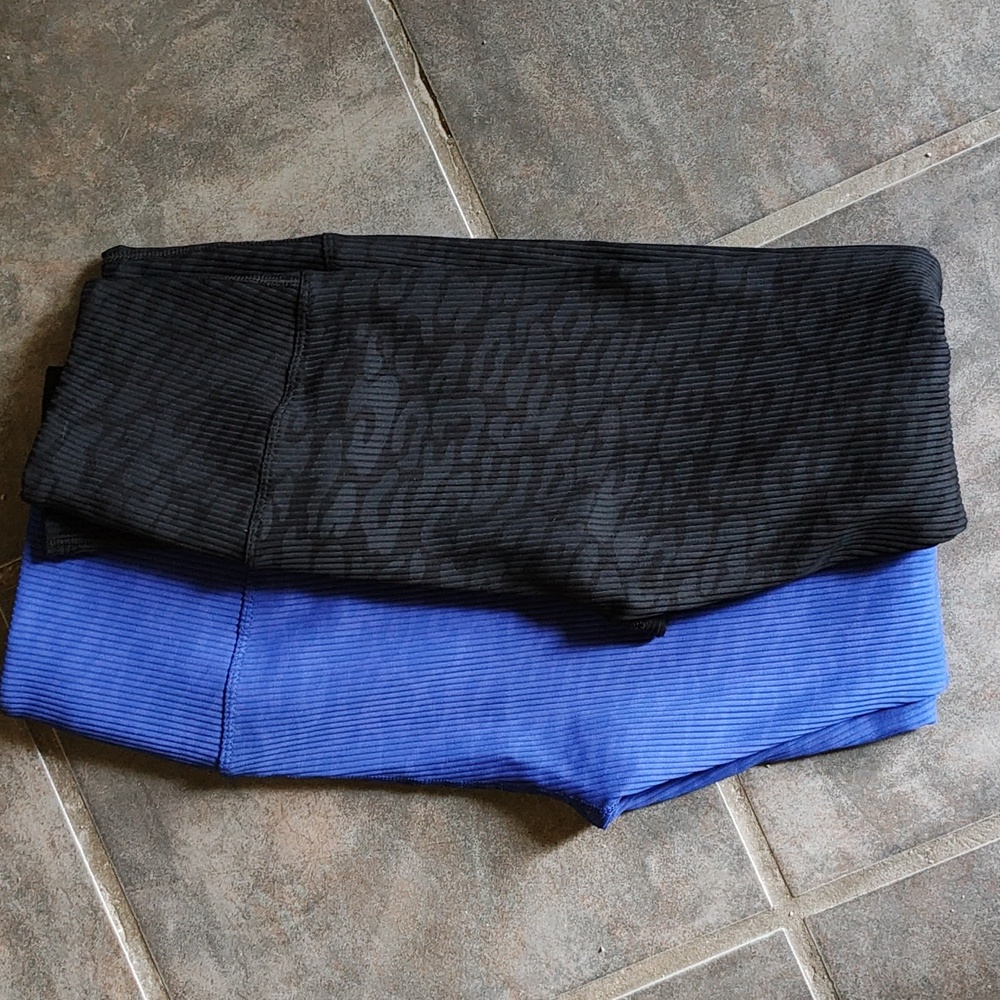 Carbon38 2 Pairs Leggings small ribbed black And Blue